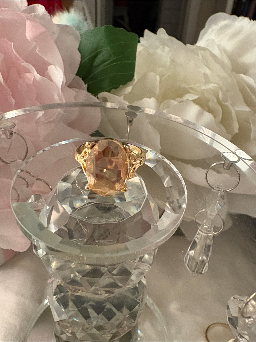 Champagne  Austrian Crystal Ring.